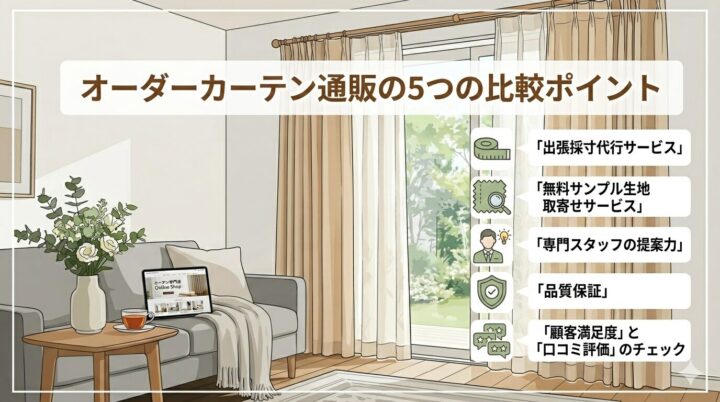 【プロ厳選】オーダーカーテン通販で失敗しないための5つの比較ポイント